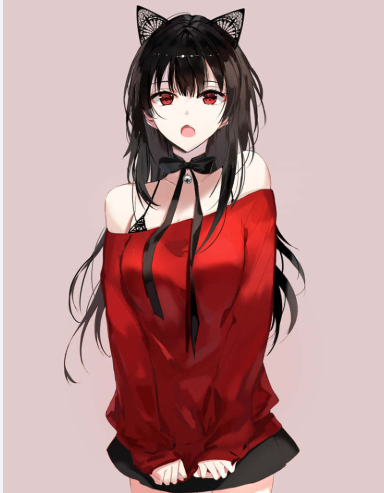 Pookie anime girl in a red sweater