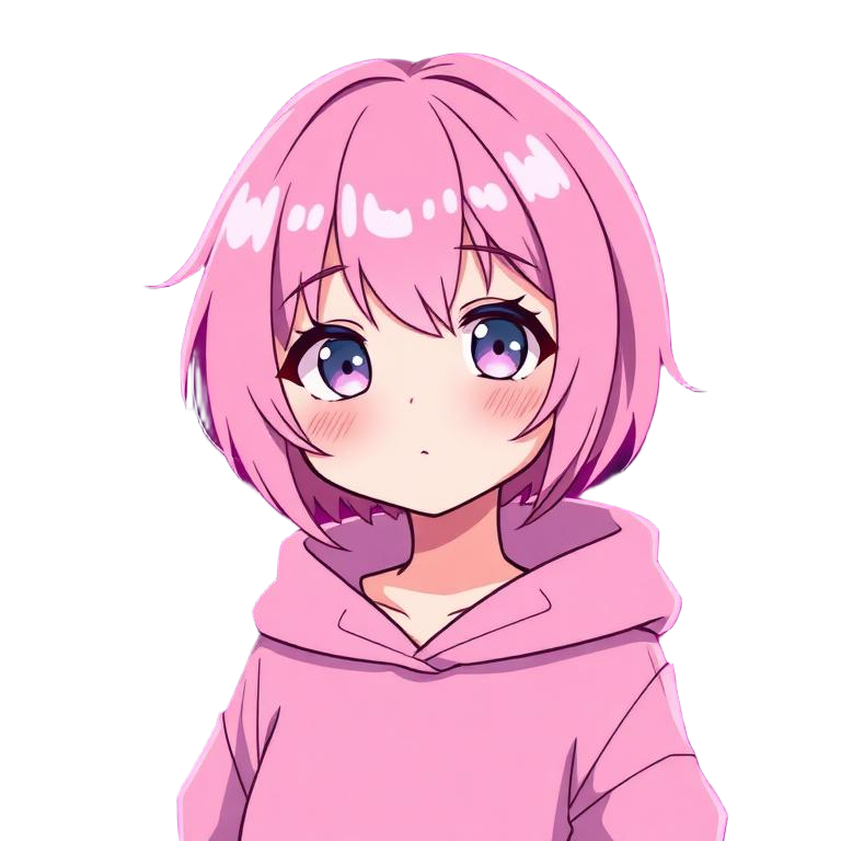 Cute pink-haired pookie anime girl