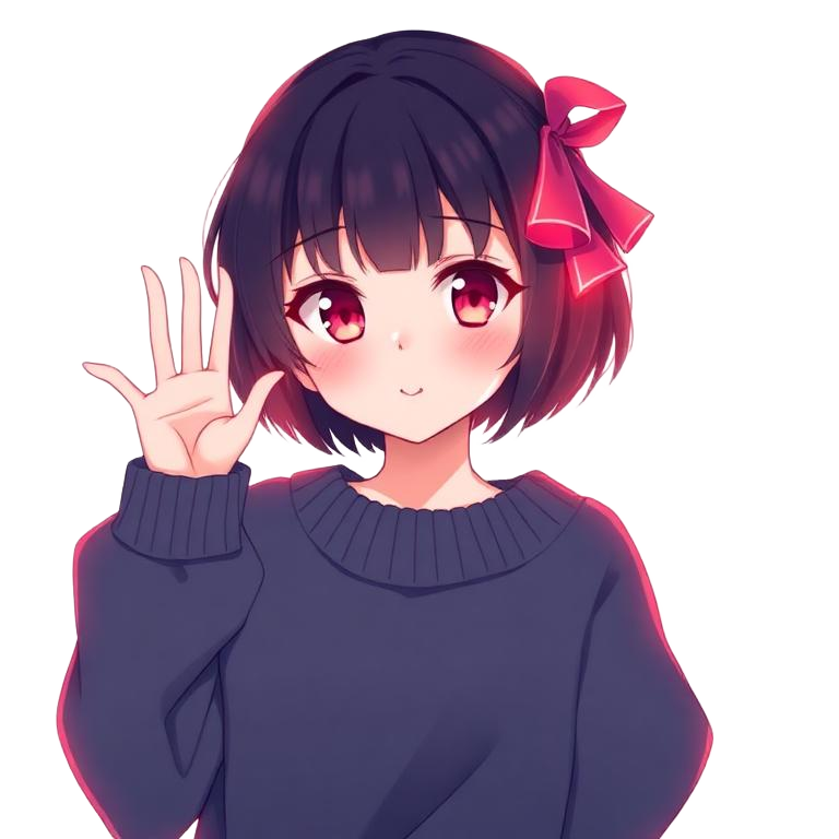 Cute pookie anime girl waving hello